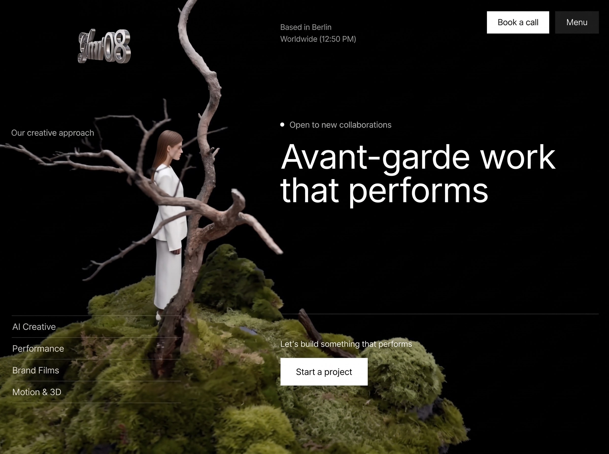 Noir, a editorial dark website style shown in a browser window