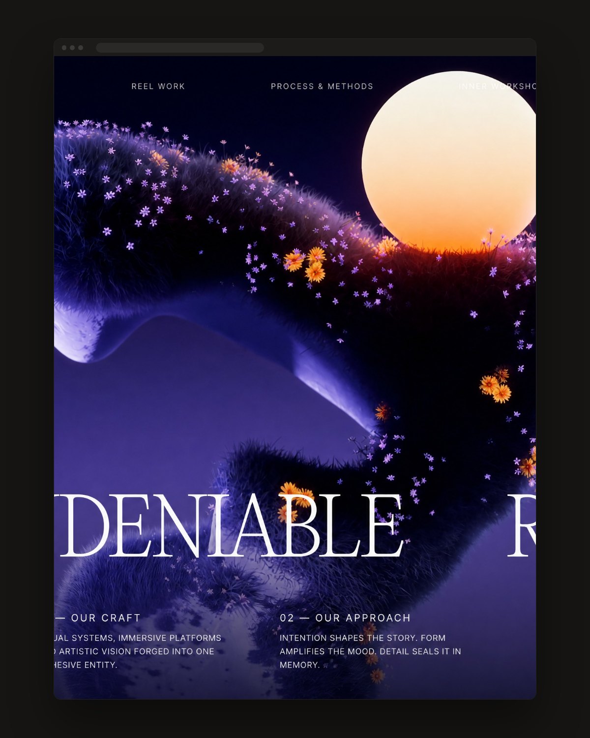Cosmos, a bold 3d website style shown in a browser window